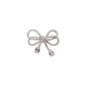 New Trendy Exquisite Compact Rhinestone Bow Brooch Versatile Women's <b>Wedding</b> Engagement Gold Plated Zinc Alloy Suit <b>Accessories</b> - Product Image 4