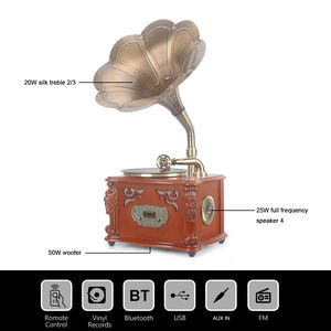 Brun Vintage classique décoration de la maison rétro Antique Gramophone phonographe platine vinyle <span class=keywords><strong>tourne</strong></span>-<span class=keywords><strong>disque</strong></span> stéréo haut-parleurs système - Product Image 2