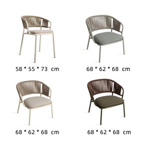Ensemble de meubles de patio d'extérieur nordique, chaise en corde tressée à la main avec structure en aluminium, table et chaises de jardin imperméables - Product Image 6