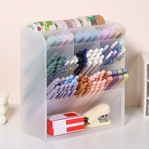 Transparent 13-Compartment Pen Holder Stationery Storage <b>Box</b> With Slanted Insert For Markers Art Pens <b>Large</b> Capacity Organizer - Product Image 2
