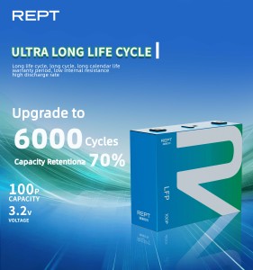 Batería de fosfato de hierro y litio REPT de 100 Ah y 3,2 V, 6000 ciclos de vida útil, certificación CE/RoHS/UN38.3/MSDS, carga rápida de -20 °C a 55 °C - Product Image 3