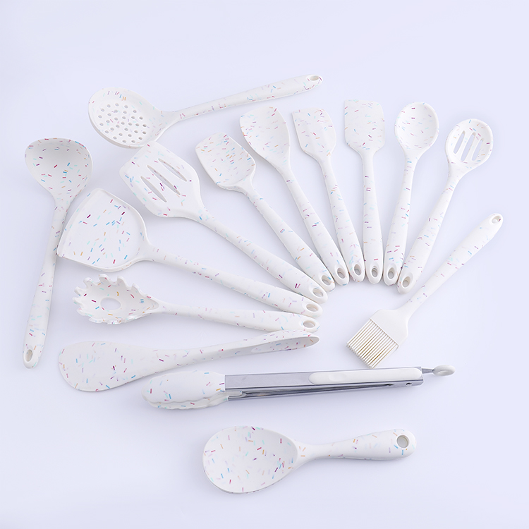 Мульти функционировать 6 шт. для малышей фантазийные белые силиконовые кухонная утварь с деревянными ручками лопатки из нержавеющей стали для кухни