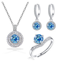 Conjunto de Joyería de Plata S925 con Moissanita de Corte Brillante Certificada GRA, Anillo Abierto y Cadena para Mujer, Regalo de Joyería Fina y Elegante