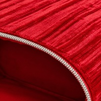 Trousse de Maquillage de Voyage en Velours Rouge Écrasé, Poignée Robuste, Double Fermeture Éclair Lisse pour Rangement de Produits de Beauté et Articles de Toilette