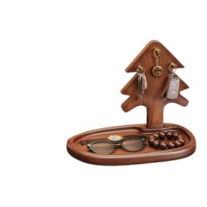 Solid Wood <b>Desktop</b> Organizer Christmas Tree Shape Key Tray Storage Display Office Home Use Multipurpose Standing Type Pine Wood - Product Image 3