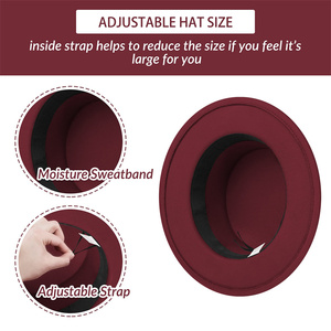 Hot bán hợp thời trang hai màu tone Len cảm thấy hat Flat Top rộng vành phụ nữ Fedora Hat - Product Image 5