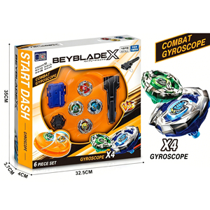 Ensemble de 4 gyroscopes de combat tactiques en métal 1:1 Pro X-Series avec lanceur de combat pour les jeux en <span class=keywords><strong>arène</strong></span> de tir - Product Image 3