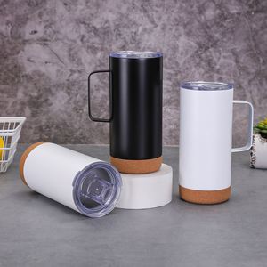 Tasse à café isotherme en acier inoxydable 304 de 16 oz avec base en liège et poignée, pour voiture - Product Image 2