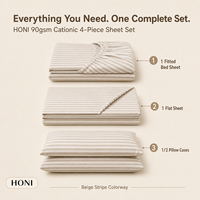 Ensemble de literie HONI à prix avantageux, style moderne, tissu tissé en polyester, respirant, pour lits Queen et King, avec drap plat, pour tous les âges