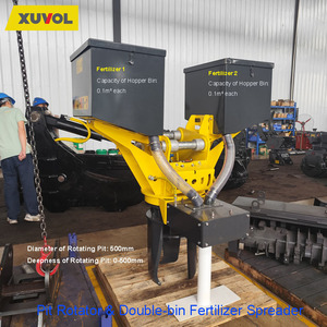 XUVOL Agricultural Forestry Machinery Plantation Equipment 6-9T Excavator Attachment Pit Rotator Double-bin <b>Fertilizer</b> <b>Spreader</b> - Product Image 2