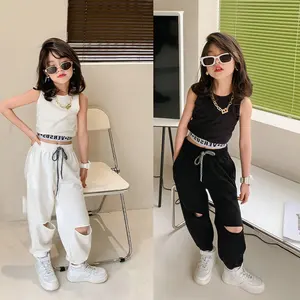 Hot Sale Boutique Summer Korean Fashion Children Clothes Vest Infant Baby Children's Girls Casual Kids Wear Clothing Set