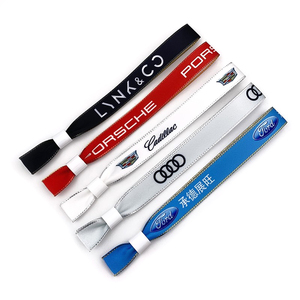 Promotional Adjustable Event Woven Wristband Custom Festival Bracelet Cloth Fabric Woven Wristband Keychain