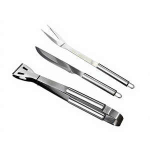 QXF Basics 3-Piece Stainless Steel <strong>Barbeque</strong> Grilling Tool <strong>Set</strong> with Carry Bag - Product Image 1