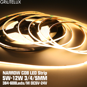 Tira de luces <span class=keywords><strong>LED</strong></span> COB ultrafina de 3mm, 4mm, 5mm, 12V, 480/400 <span class=keywords><strong>LED</strong></span>/M, cinta Flexible de alta densidad, luces <span class=keywords><strong>Led</strong></span>, atenuador de cinta Flexible FOB - Product Image 4