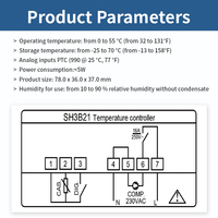 SH3B21 chambre froide Arge affichage Thermostat interrupteur Controlador De Temperatura régulateur De température