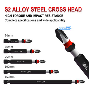 Embout de tournevis électrique à tête unique 50/100/150/200/300MM en alliage S2 résistant aux chocs, revêtement magnétique puissant antirouille, cruciforme - Product Image 3