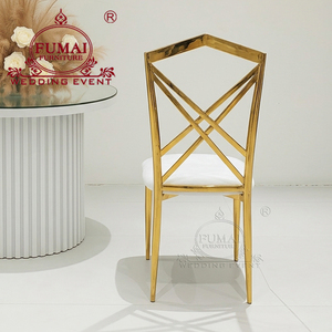 Dubai Gold Stainless Steel Frame Cross Back Durable Wedding Hall <b>Chairs</b> for Hotel <b>Dining</b> Outdoor Villa Use Commercial Modern - Product Image 2