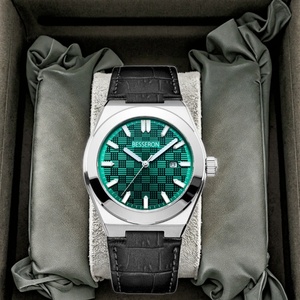 Reloj Besseron para Hombre con Esfera Personalizada Multicolor, Correa de Cuero, 5ATM, Reloj de Cuarzo de Acero Inoxidable 316L para Hombre - Product Image 1
