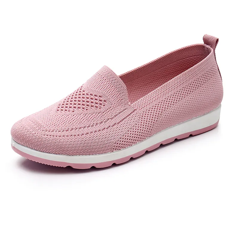 2020 new women's flying knitting flat shoes fashion leisure walking shoes