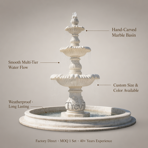 Fontana a tre livelli in marmo Trevi: Soluzione completa per l'arredo paesaggistico da esterno e giardino - Product Image 3