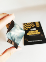 Sachets en aluminium imprimés sur mesure avec trou de suspension, motif drapeau de course à carreaux, pour épingles de collection mystère