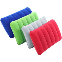 Lot de 4 oreillers de voyage gonflables ultralégers, oreiller en tissu floqué pour les voyages, les vacances, la randonnée, le camping, la sieste