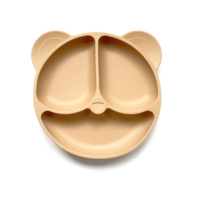 Assiette bébé en silicone solide sans BPA avec ventouse, forme d'ours, qualité alimentaire, couleur et logo personnalisables, 145g, légère, vaisselle pour enfants