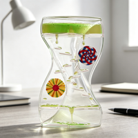 Minuteur à mouvement liquide en spirale colorée, autocollant de dessin animé, sablier à gouttes d'huile, jouet sensoriel anti-stress, décoration de bureau