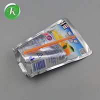 Groothandel op maat gemaakte aluminiumfolie stand-up pouch met logo voor fruit sap, dranken, frisdrank, sachet, water, vloeibare verpakkingen