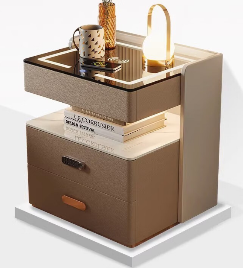 Lumière tricolore + chargeur sans fil + USB + verrouillage par empreinte digitale