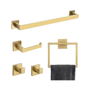 Set di Accessori per Bagno in Acciaio Inox Nero Opaco, Portasciugamani da Parete 5 Pezzi - Product Image 3