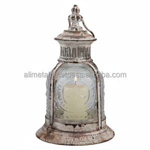 Vela votiva de Metal antiguo con mango, linterna blanca para decoración de fiestas en interiores y exteriores - Product Image 1