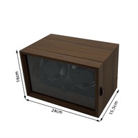 Penggulung Jam Otomatis Ramah Lingkungan Bentuk Persegi Panjang 2 Slot Warna Walnut dari Kayu MDF dengan Organizer LED