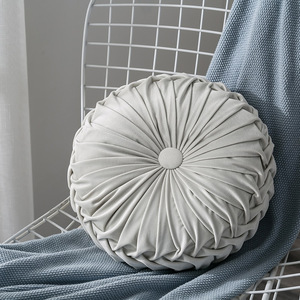 Cojín plisado hecho a mano de estilo nórdico, almohada de felpa de calabaza, Color sólido - Product Image 3