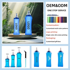 Bouteille <span class=keywords><strong>d</strong></span>'<span class=keywords><strong>eau</strong></span> de sport pliable portable personnalisée en TPU de qualité alimentaire pour la course à pied, le camping, la randonnée et l'escalade, logo et couleur personnalisables - Product Image 2