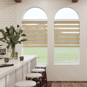Modern Electric Smart Blind Light Filtering Roller Fabric <strong>Window</strong> <strong>Covering</strong> Horizontal Pattern for French <strong>Window</strong> Privacy Shade - Product Image 6