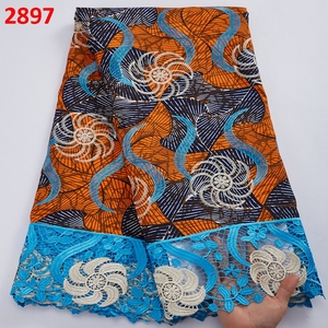Encaje de algodón guipur 2897 con <span class=keywords><strong>tela</strong></span> de cera, <span class=keywords><strong>tela</strong></span> de encaje de cera estampada de Nigeria africana para vestido de mujer, vestido de <span class=keywords><strong>tela</strong></span> de guipur de costura - Product Image 3