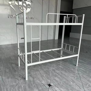 Sturdy Metal <b>Double</b> Deck Bed with Safety Guardrail 0 Formaldehyde&Eco-Friendly Factory Direct <b>Bunk</b> Bed for Staff Small Bedroom - Product Image 1