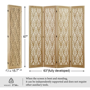 Paravents pliants <span class=keywords><strong>en</strong></span> <span class=keywords><strong>bois</strong></span> massif <span class=keywords><strong>naturel</strong></span>, très demandés, pour chambres et bureaux - Product Image 6