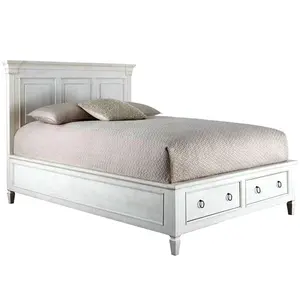 Akdeniz yatak odası mobilyası tasarımları ahşap depolama çekmeceli çift yatak modelleri