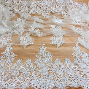 Venta al por mayor de alta calidad pesado blanco nupcial boda vestido de noche cordón bordado encaje francés malla tul tela de encaje - Product Image 3