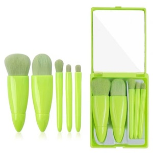 Portable Mini Retractable Soft Loose Powder Foundation Makeup Brush Multi Function <strong>Beauty</strong> Tool 5pcs Mirror Box Makeup Brush Set - Product Image 6