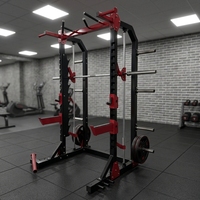 Rack de musculation commercial Smith Machine Power Cage 75x75mm en tube d'acier de 3mm avec barre de traction, Landmine, crochets en J et bras pour salle de sport CE ISO OEM