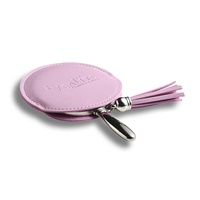 Miroir de poche compact personnalisé en alliage de zinc du fabricant d'origine avec PU et pompons