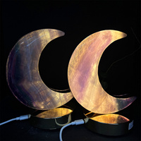 Vente en gros de pierres de cristal naturelles, pierres de guérison, pierre de fluorite, lampe en forme de lune, lampe en cristal pour la décoration