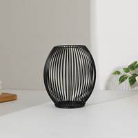 Porte-bougie ovale en fil métallique noir, lanterne en métal en forme d'œuf, vase pour cheminée, manteau de cheminée, décoration de fenêtre