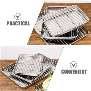 Set di Teglie e Griglie Multifunzione RRR in Acciaio Inox Ecologico, Piccole Teglie Argento per Pane e Barbecue - Product Image 4