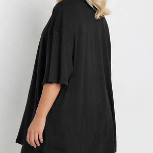 Camiseta informal de verano de manga corta 100% algodón, tela suave, gruesa, para mujer, talla grande, holgada. - Product Image 3