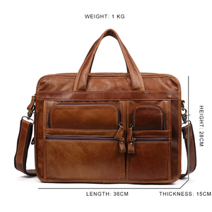 9913 Mens Genuine <strong>Leather</strong> Classic <strong>Soft</strong> Business <strong>Bag</strong> with Zipper Closure - Product Image 4