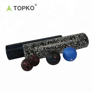 TOPKO Custom Print Fitness Exercise Foam Roller 2 In 1 Hollow Back Massage Smooth Epp Yoga Foam Roller Set